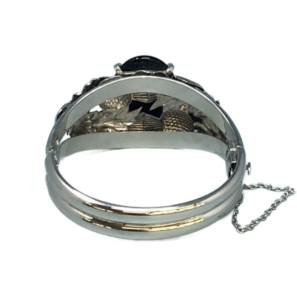 Whiting & Davis Silver-Tone Hematite Cabochon Leaf Bracelet - Picture 3 of 10